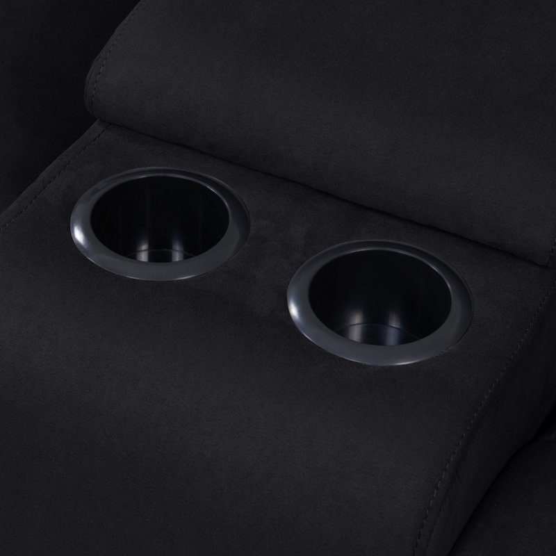 Lark Manor Kropf 133.5'' Wide Home Theater Sofa with Cup Holder